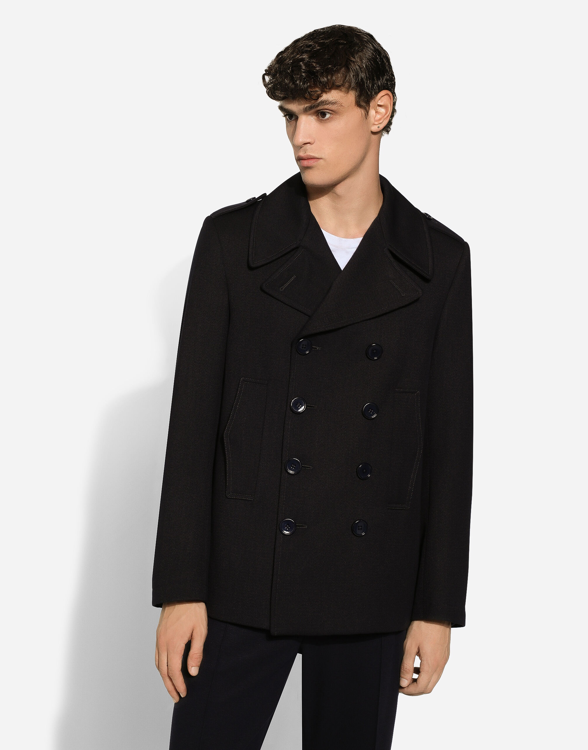 Dolce & Gabbana Cotton Double-breasted Blazer In Black