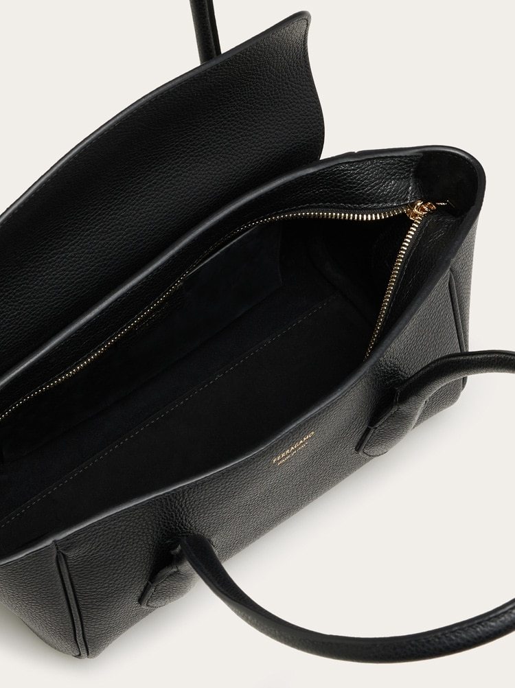 Shop Ferragamo Double Handle And One Shoulder Bag In Black