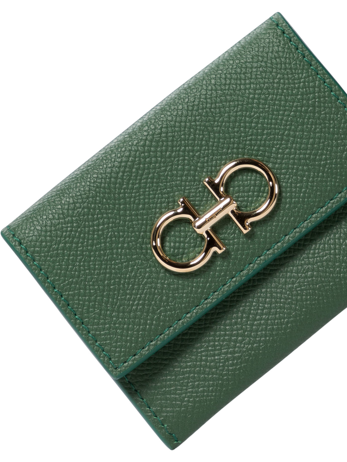 Shop Ferragamo Logo-plaque Wallet In Green