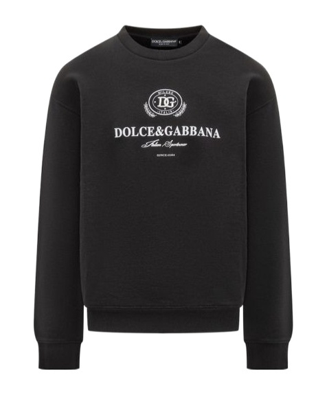Dolce & Gabbana Logo-embellished Black Sweatshirt With Ribbed Detailing In Black