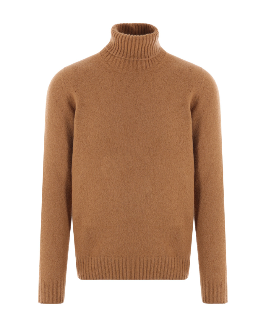 Drumohr Camel-coloured Turtleneck Sweater In Wool In Brown