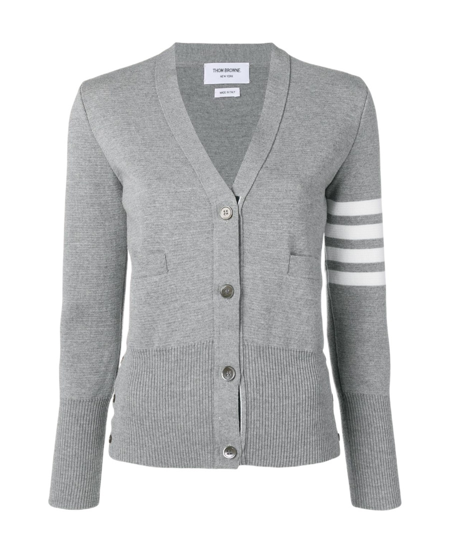 Thom Browne Grey 4-bar Stripe Knit Cardigan In Gray