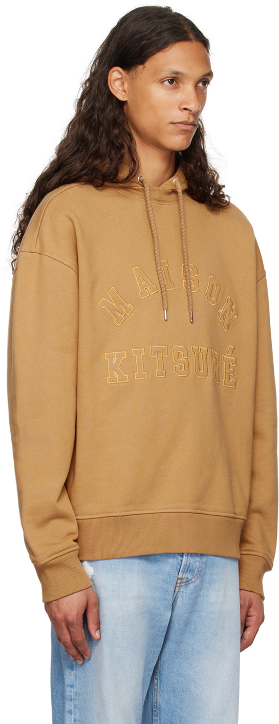 Shop Maison Kitsuné Logo Hooded Sweater In Nude