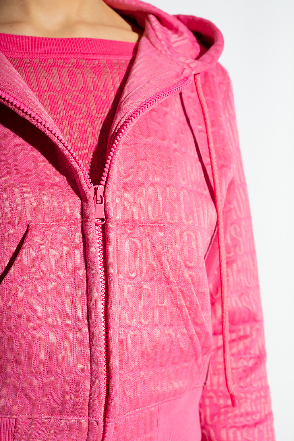 Moschino Monogram-print Hoodie In Pink