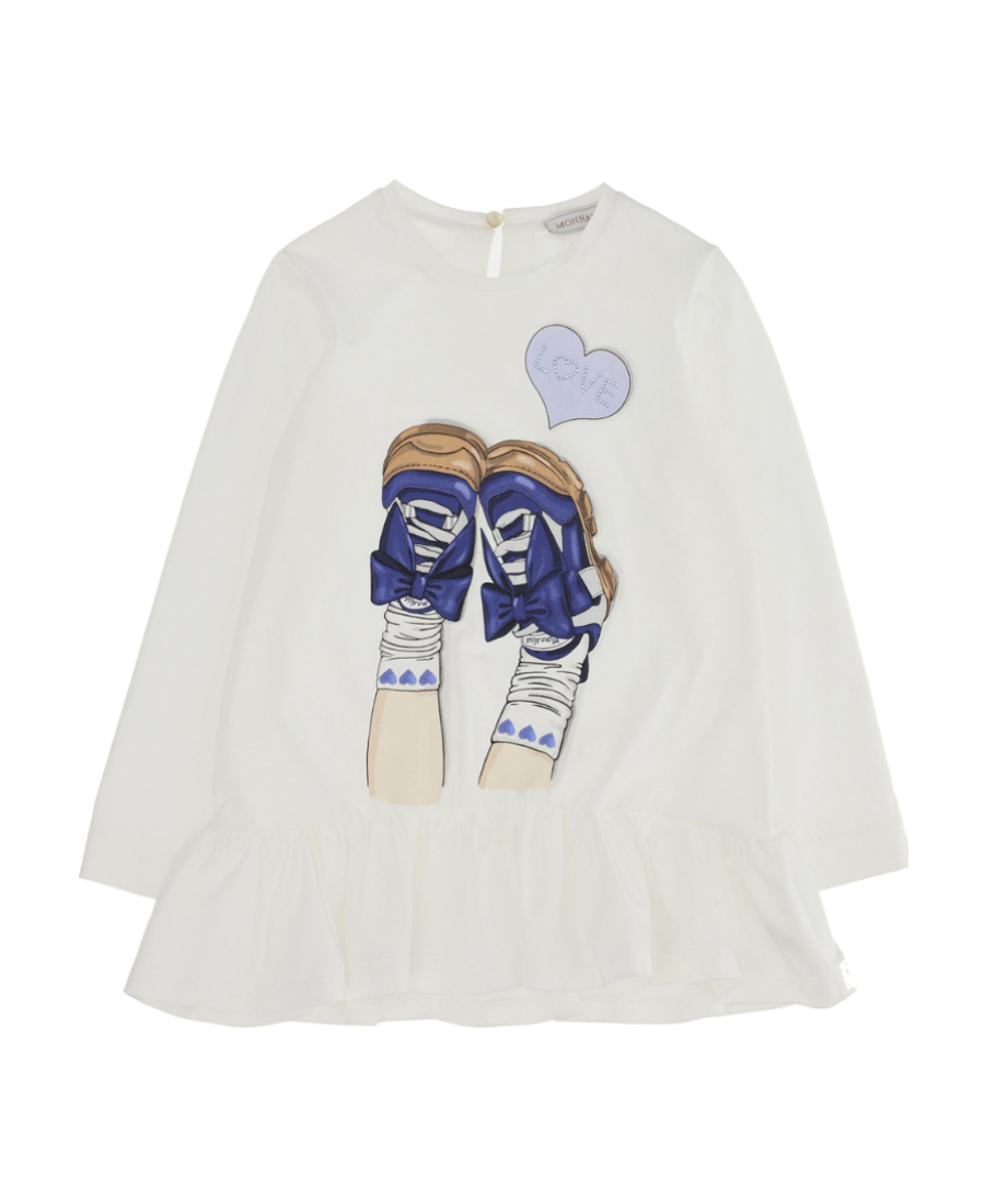 Monnalisa T-shirt With Long Sleeves In White