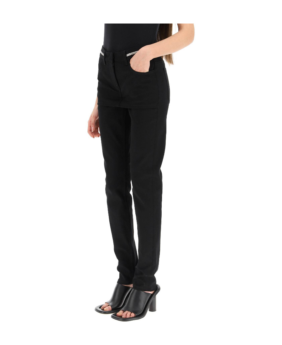 Givenchy Slim Leg Mini Skirt Effect Jeans In Black