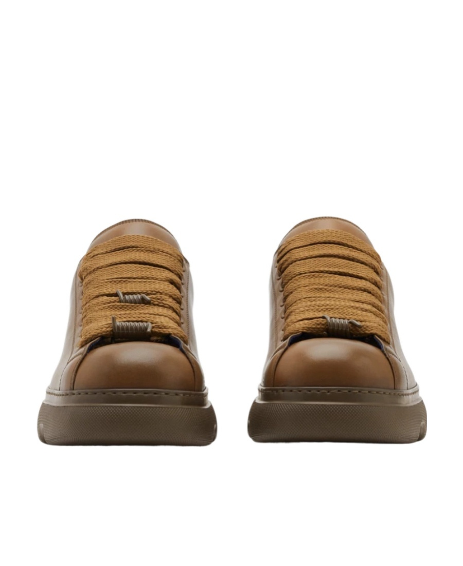 Burberry Leather Ranger Sneakers With Laces In Brown