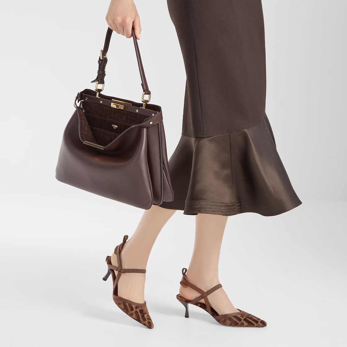 Fendi Colibrì Lite Slingbacks In Ff Fabric In Brown