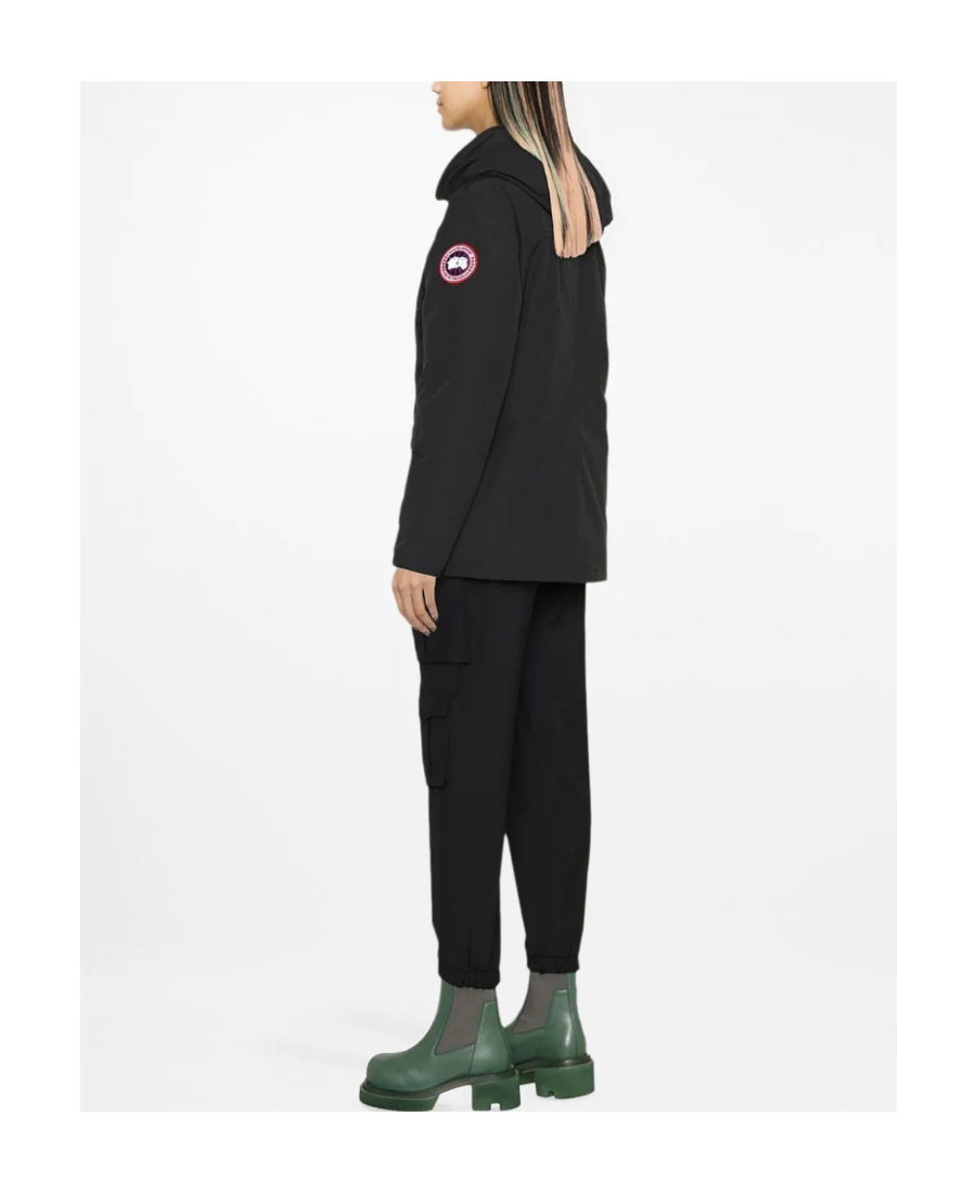 Shop Canada Goose Logo-patch Hooded Parka In Black