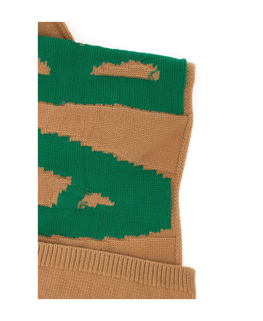 Marni Embroidered-logo Knit Scarf In Green