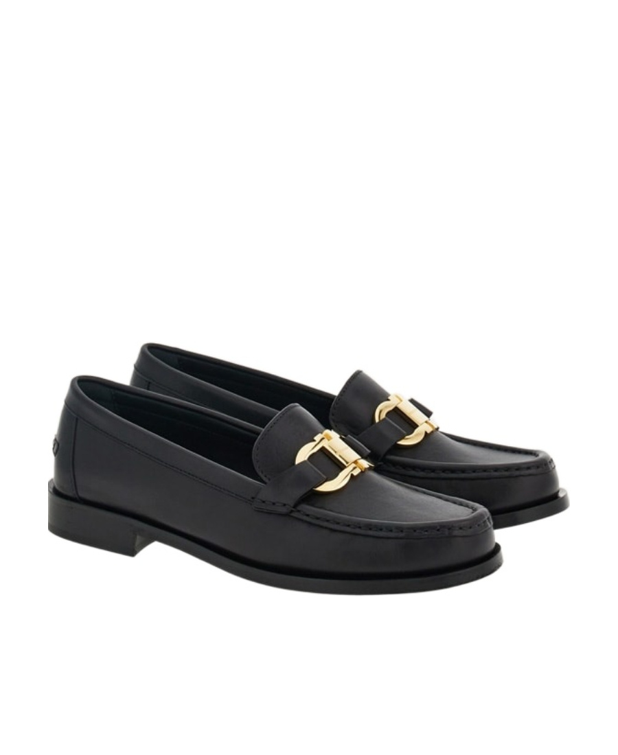 Shop Ferragamo Gancini Buckle-detailed Loafers In Black