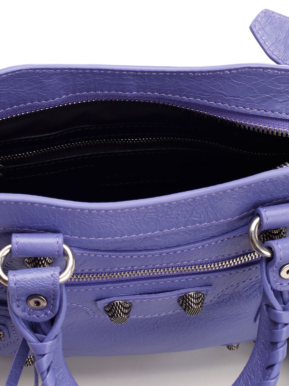 Balenciaga Green Leather Shoulder Handbag With Magnetic Closure And Metal Details In Purple