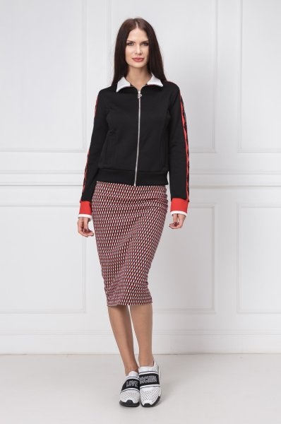 Pinko Lace Decorative Zipper Casual Jacket In Black