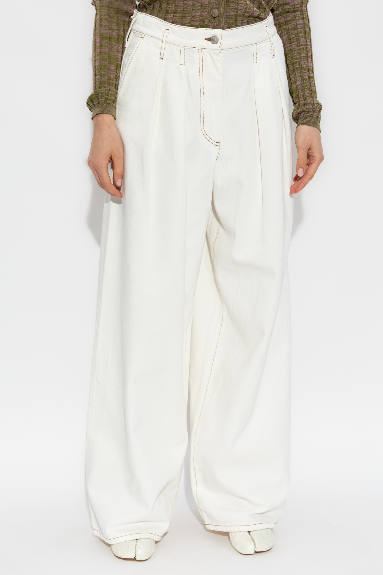 Dries Van Noten Belt-loop Jeans In White