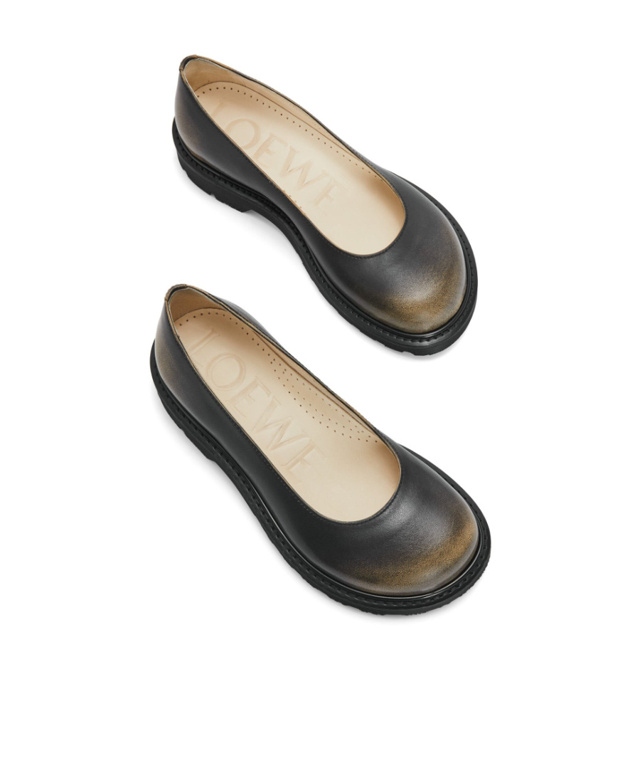 Loewe Blaze Two-color Frosted Ballet Shoes In Black