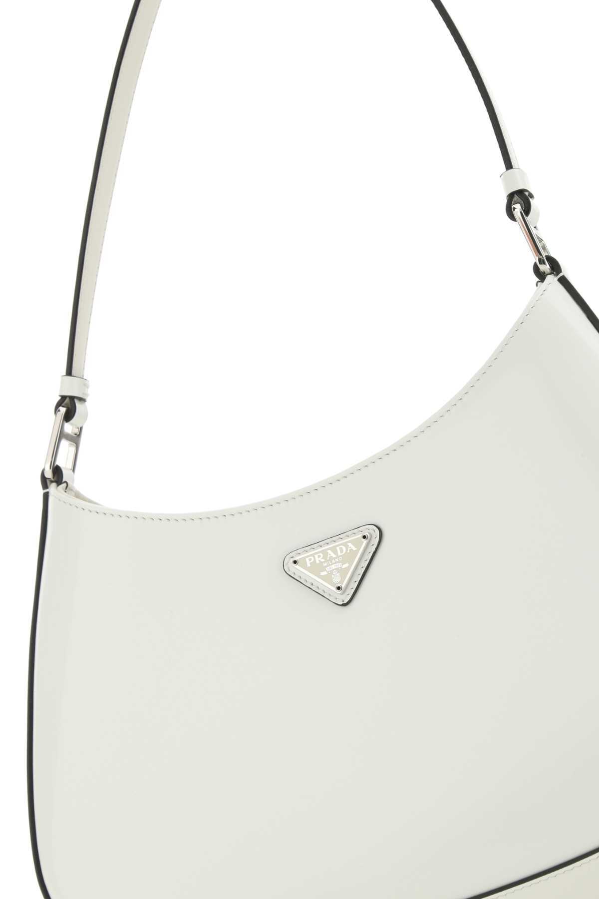 Prada Cleo Brushed Leather Shoulder Bag In White