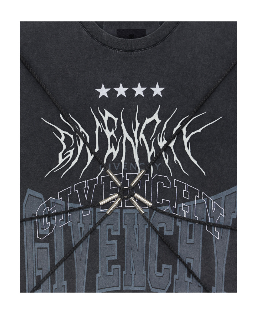Givenchy Harness Graphic-print Cotton-jersey T-shirt In Gray