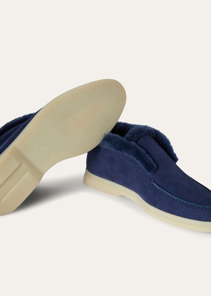 Loro Piana Open Walk Short Ankle Boots In Midnight Blue