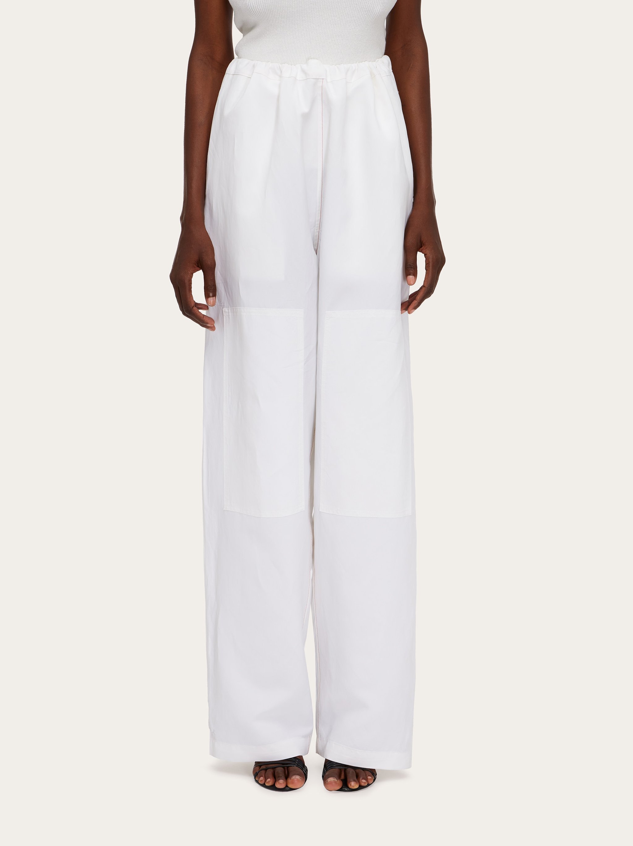Shop Ferragamo Rope Wide-legged Casual Trousers In White