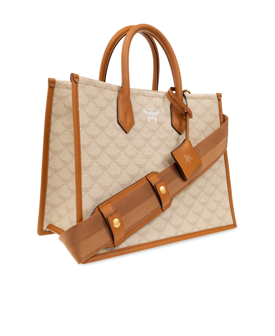 Mcm Himmel Lauretos Logo Detailed Medium Tote Bag In Nude