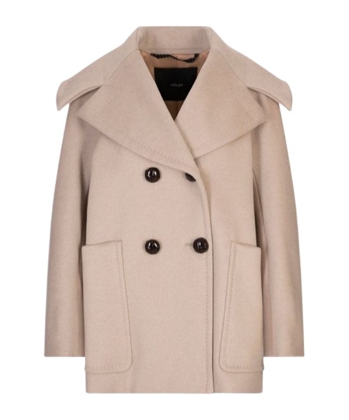 Max Mara Oversized Pea Coat With Braided Leather Buttons In Neutral