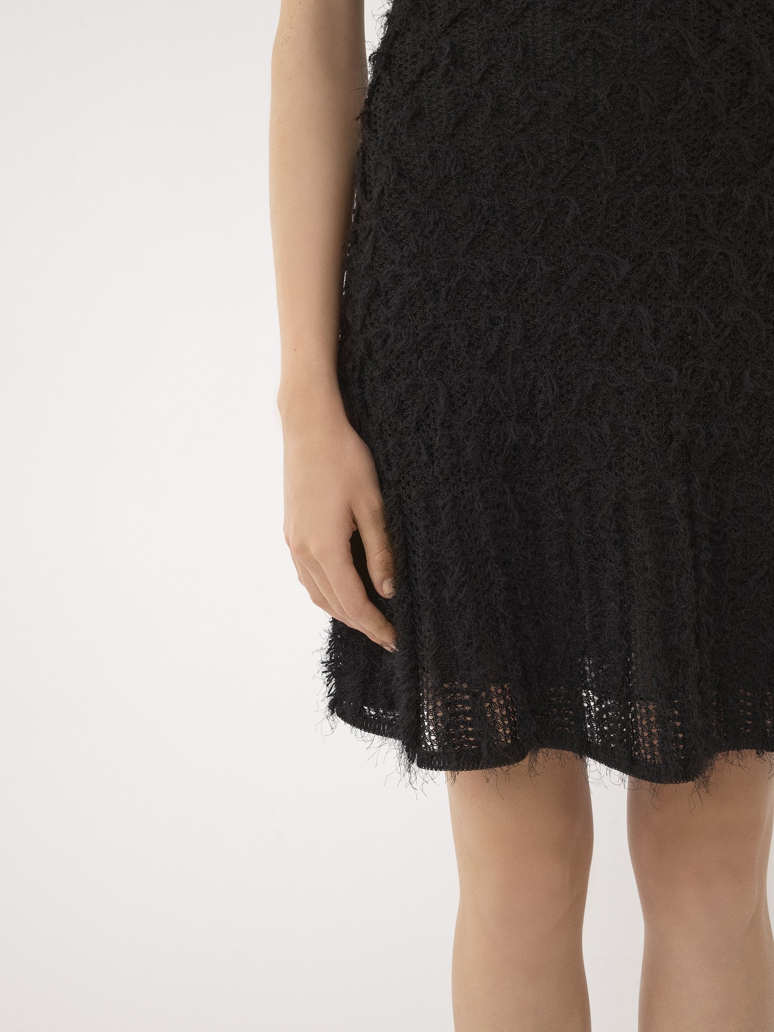 Chloé Frayed Flared Dress In Black