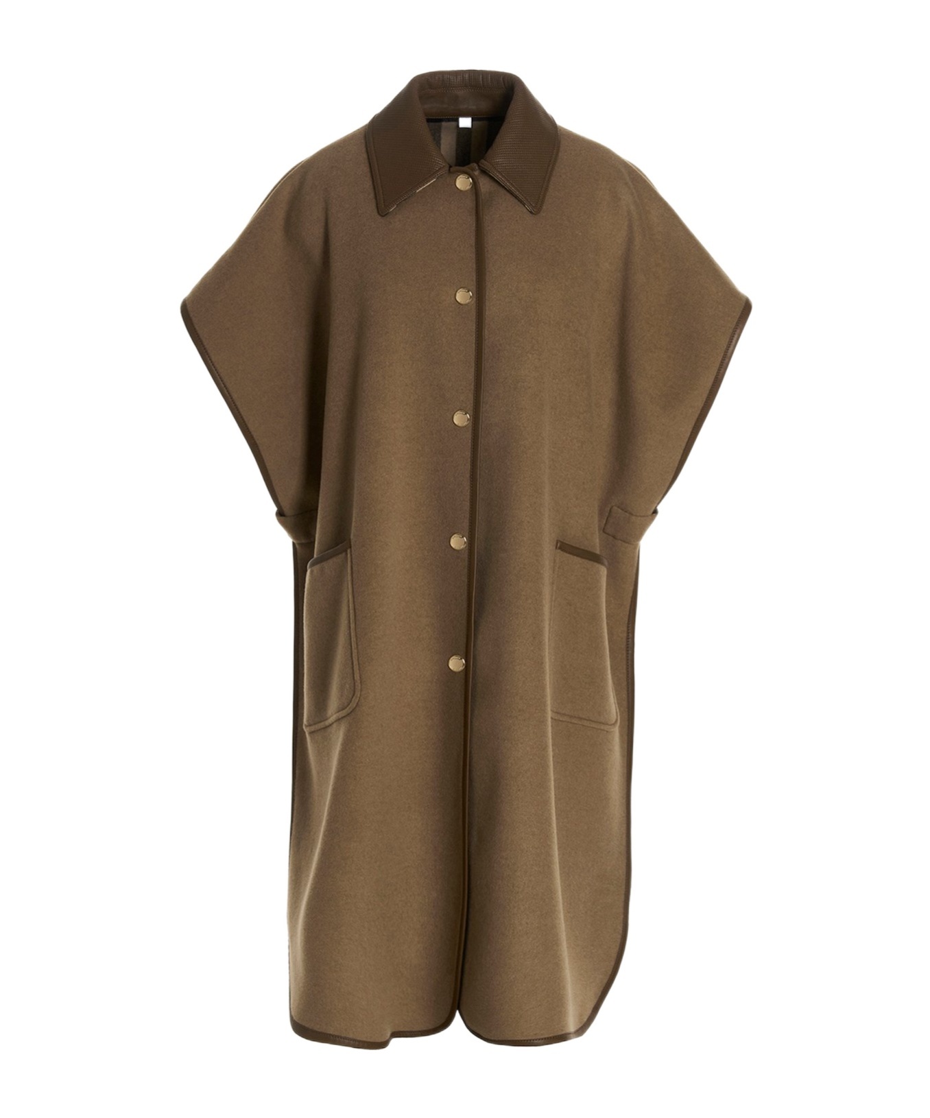 Burberry Reversible Check Wool Cape Coat In Nude