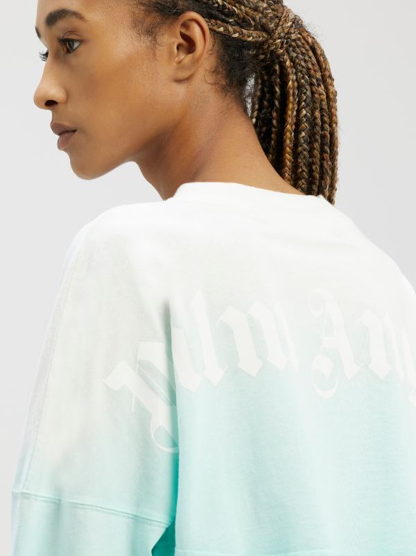 Palm Angels Gradient Cropped Long-sleeve T-shirt In Blue