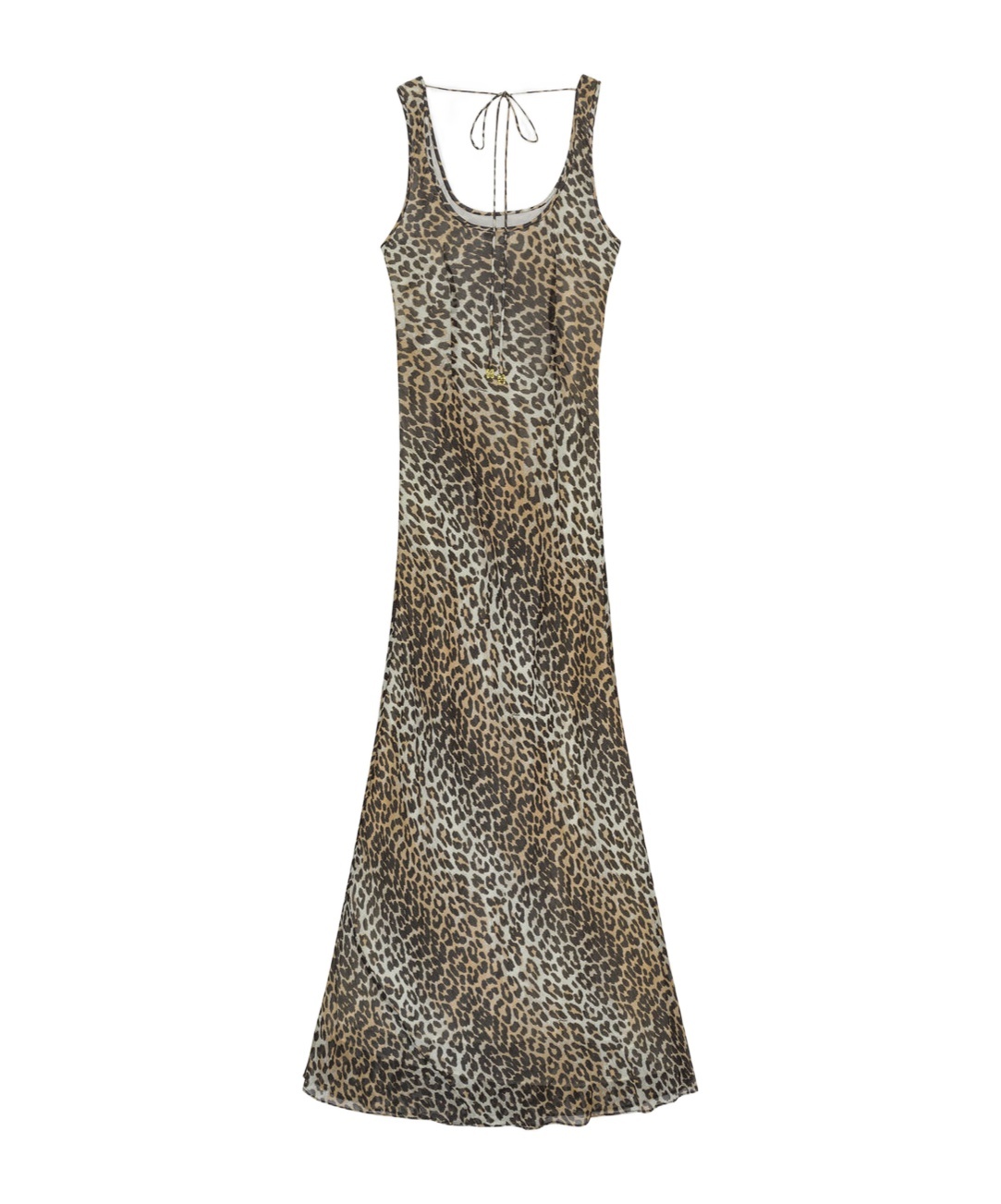Ganni Animal Print Scoop Neckline Floor-length Dress