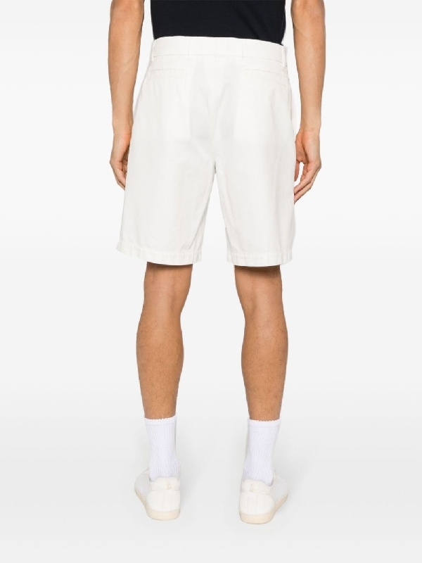 Brunello Cucinelli Men Garment-dyed Bermuda Shorts In Twisted Cotton Gabardine In White