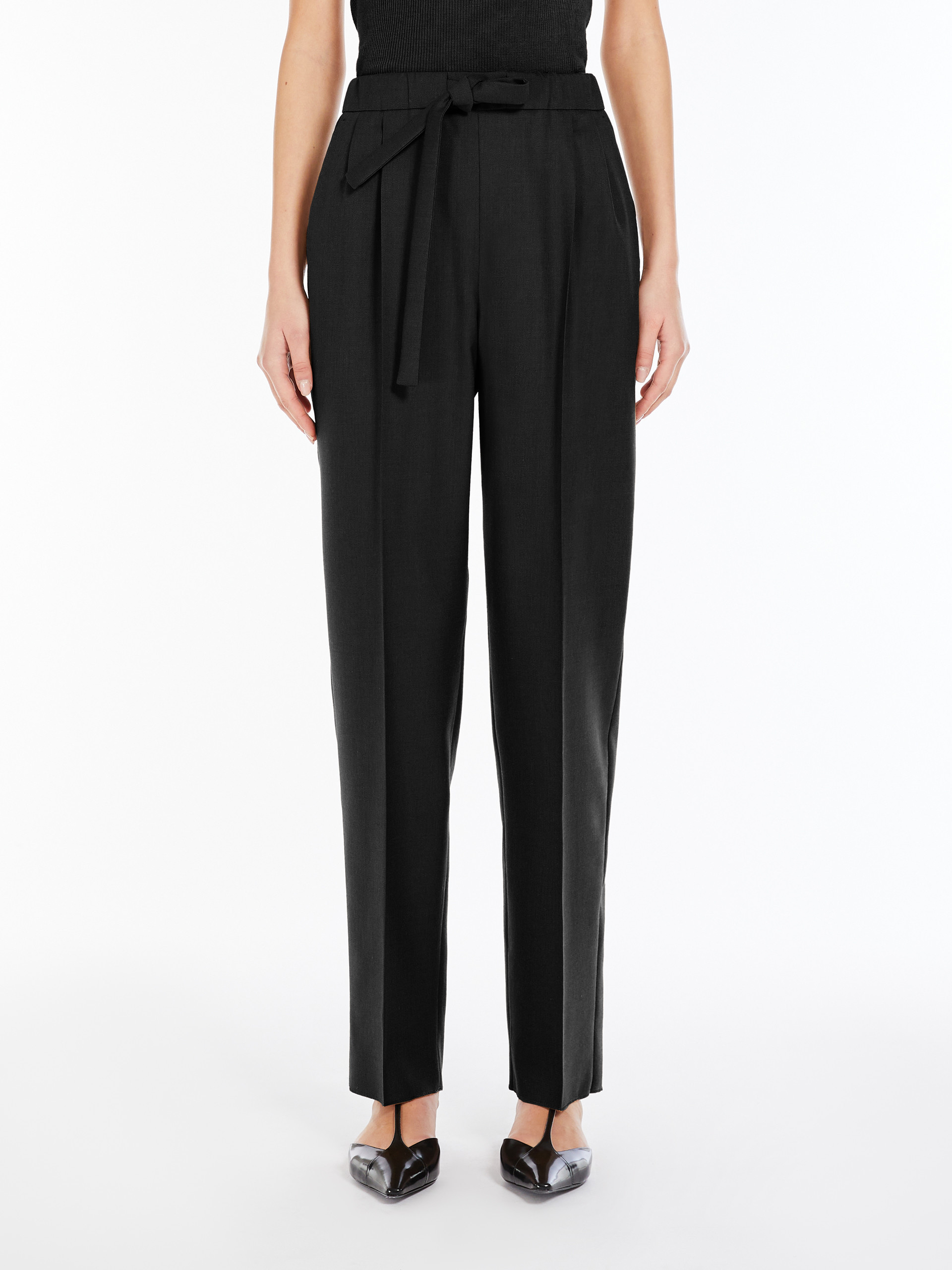 Max Mara Cashmere Foulé Trousers In Black