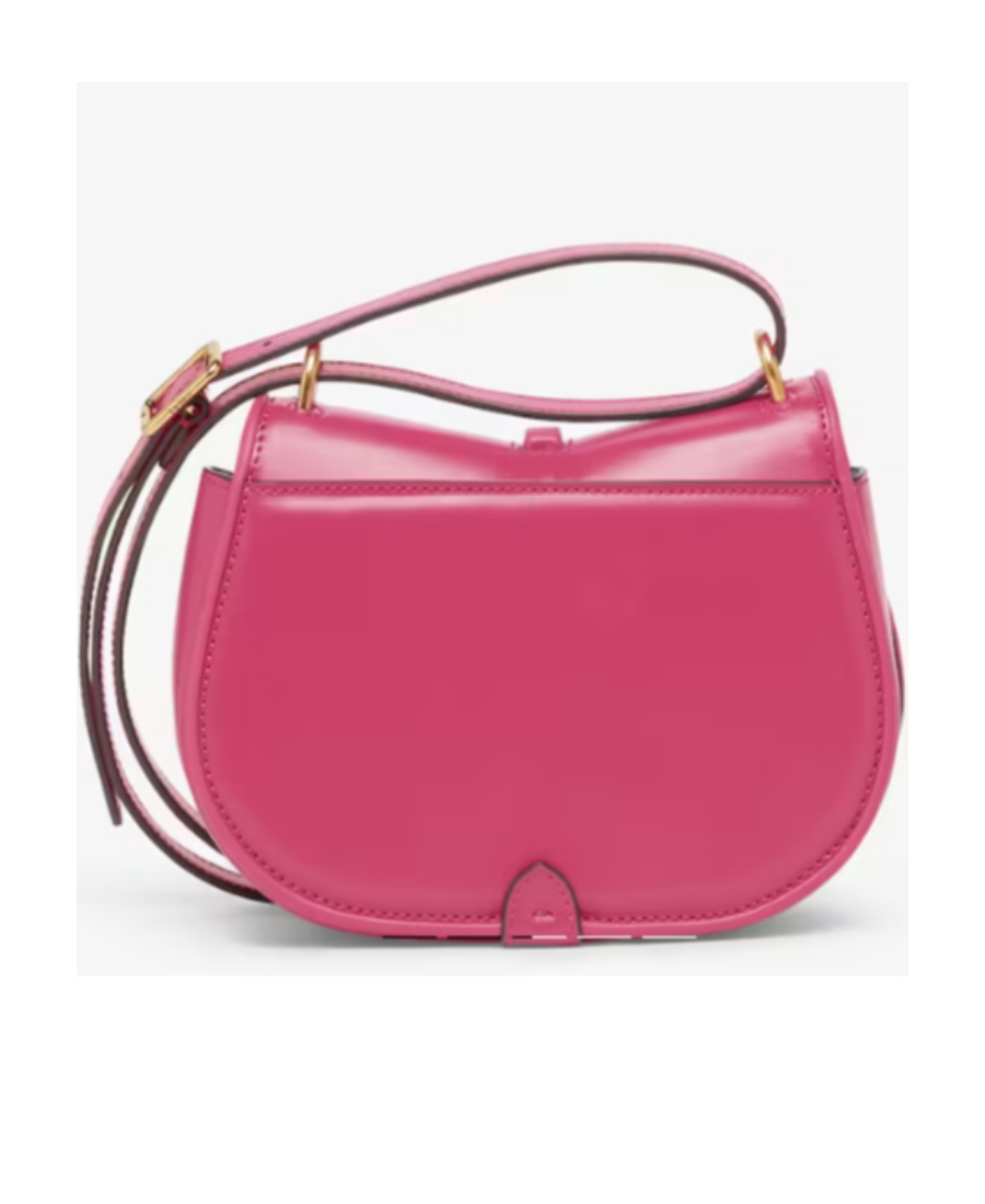 Fendi Blue Denim-effect Ff Jacquard And Brown Leather Bag In Pink