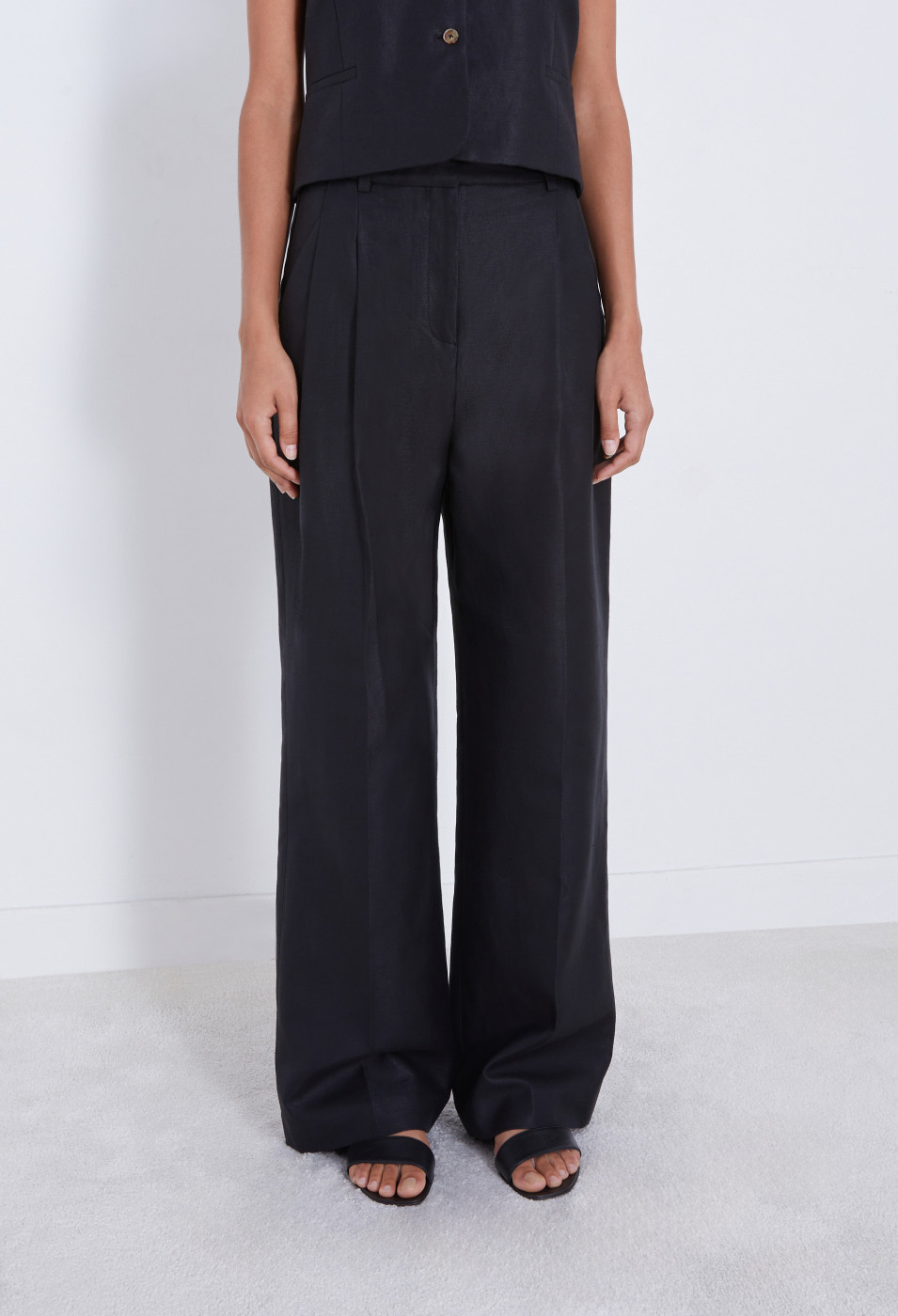 Loulou Studio Belt Ring Casual Pants In Black