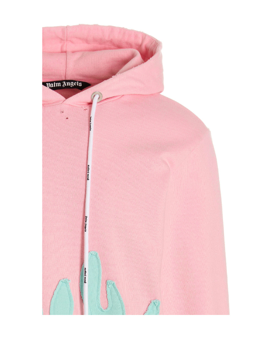 Palm Angels Layered Flames Vint Hoodie In Pink