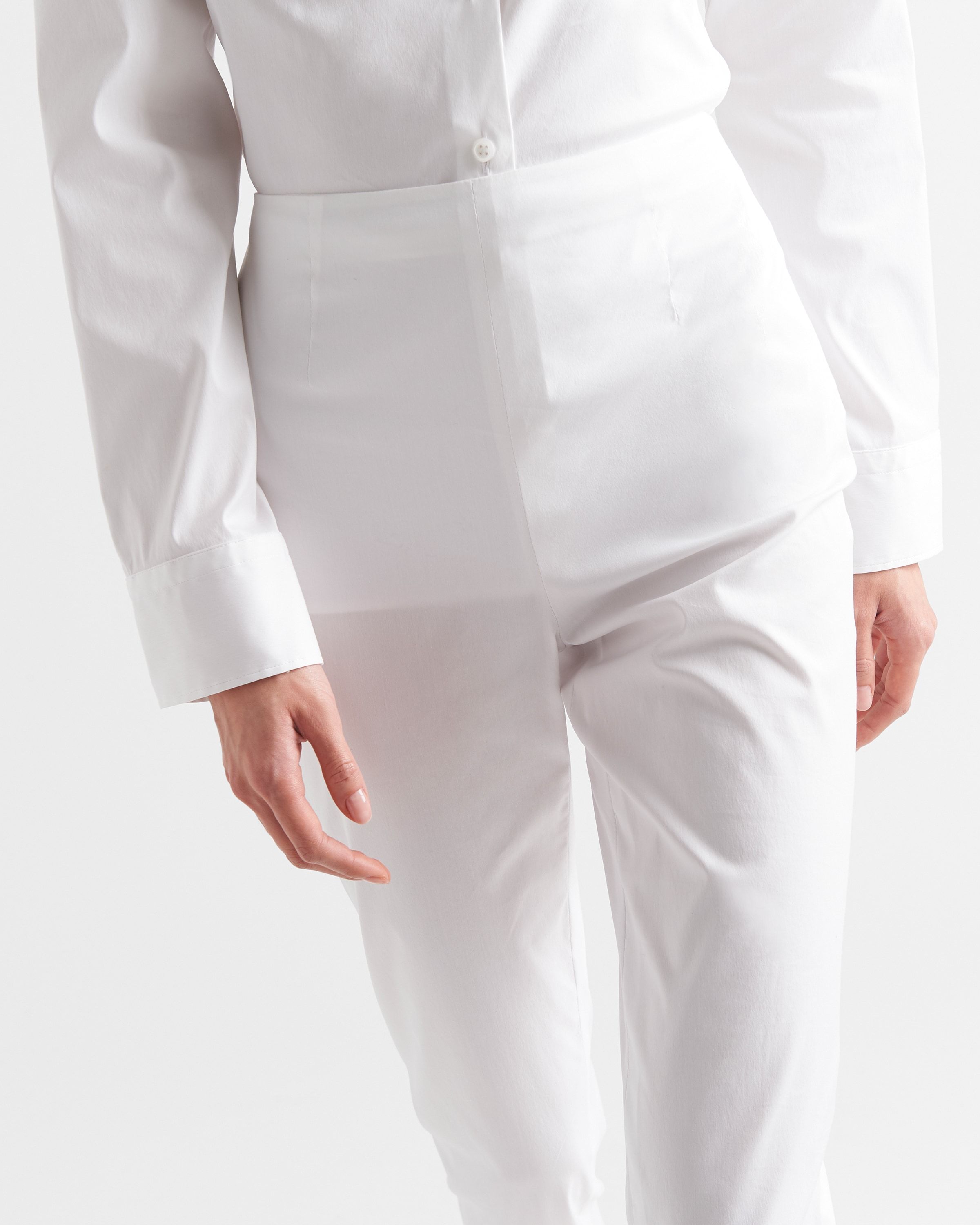PRADA PRADA LOGO DETAILED HIGH-WAIST PANTS