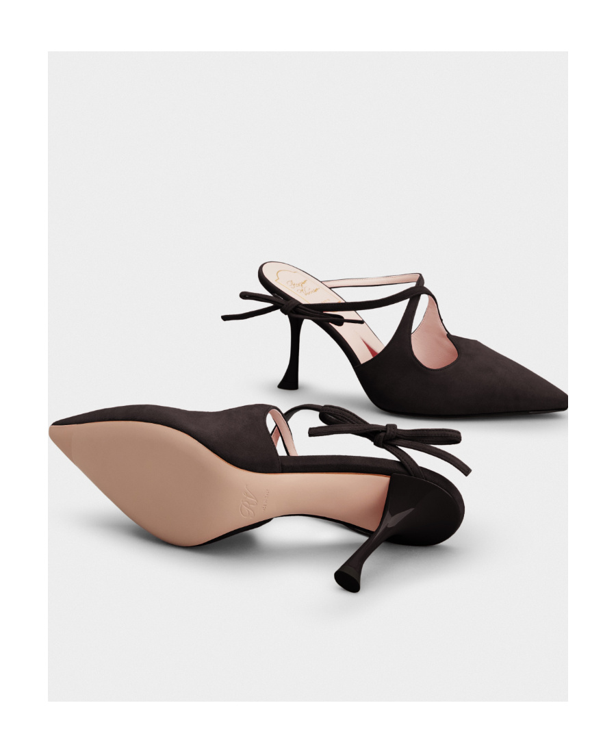 ROGER VIVIER I LOVE VIVIER BOW STRING MULES IN SUEDE