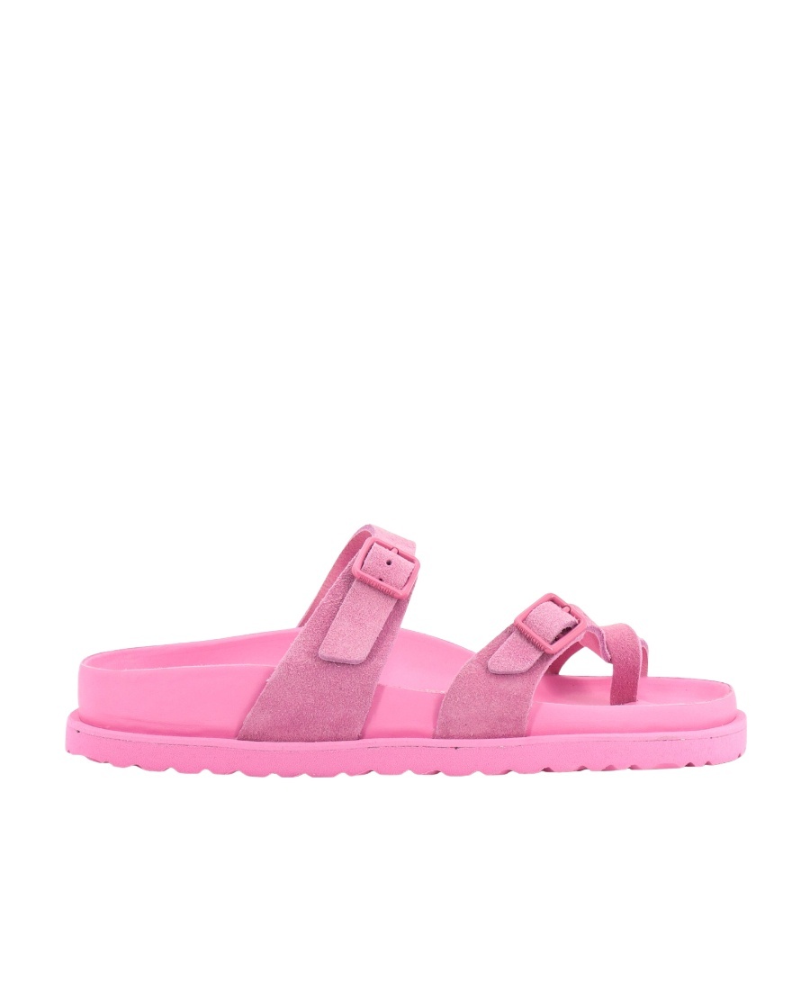 Birkenstock Mayari Suede Dual-buckle Slide Sandals In Pink