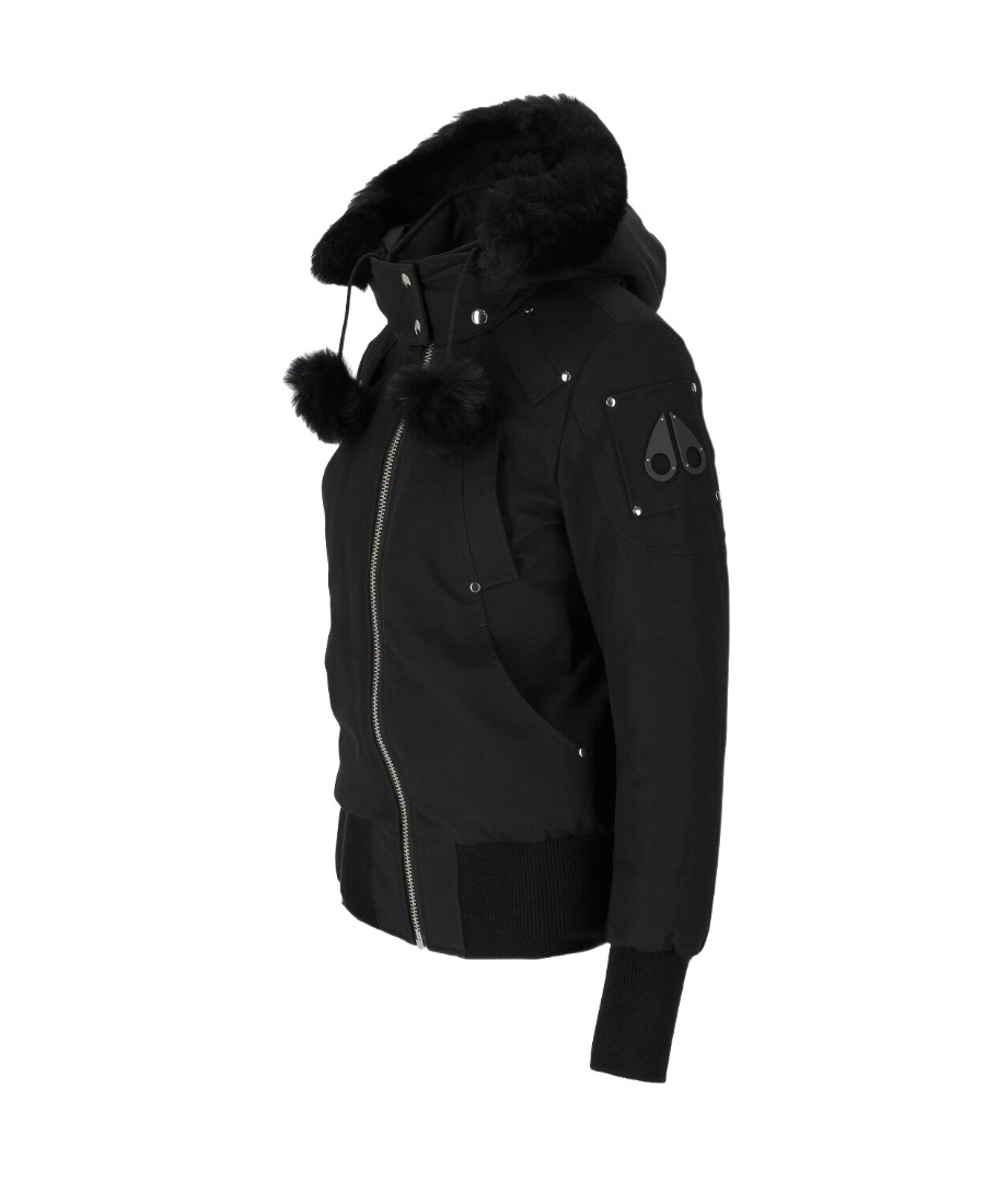 Moose Knuckles Hooded Down Jacket In Black