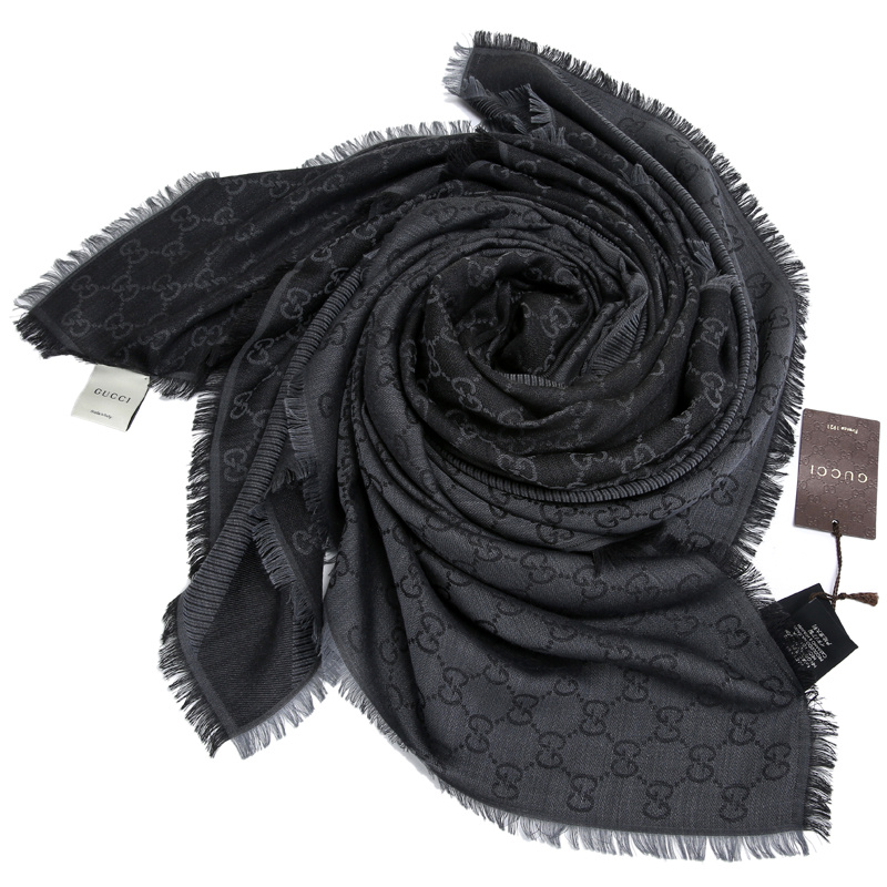 Shop Gucci Tassel Hem Wool Scarf In Black