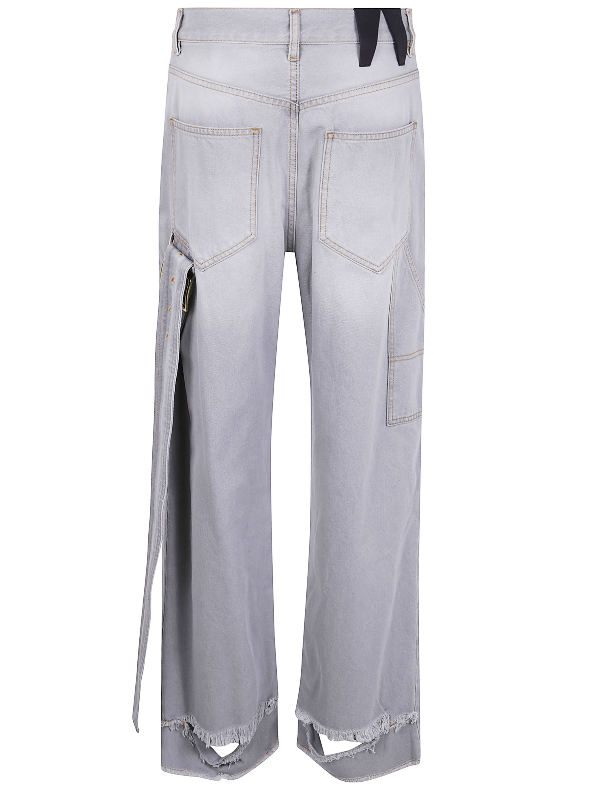 Darkpark 'lisa' Belt Adorned Loose Fit Denim In Gray