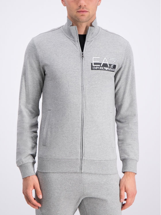 Ea7 Logo Collar Casual Jacket In Gray