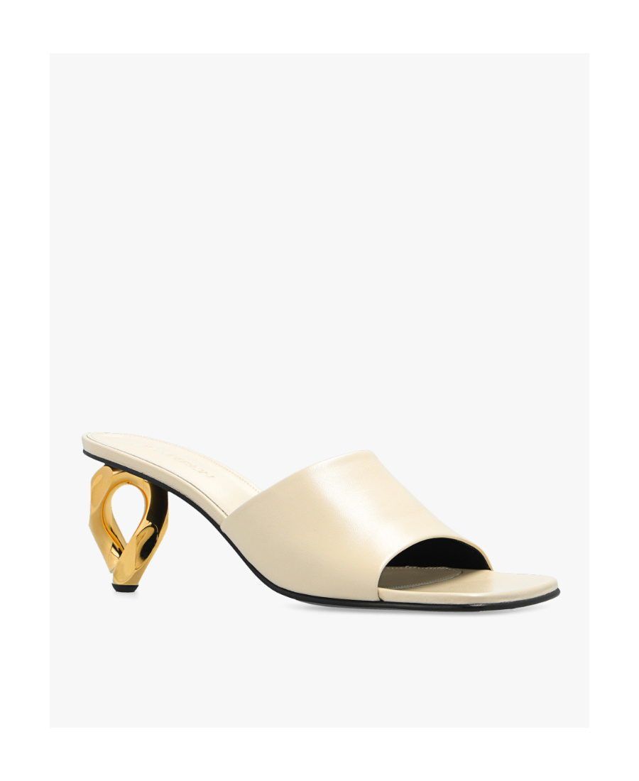 Jw Anderson Leather Chain-heel Slide Sandals In Nude