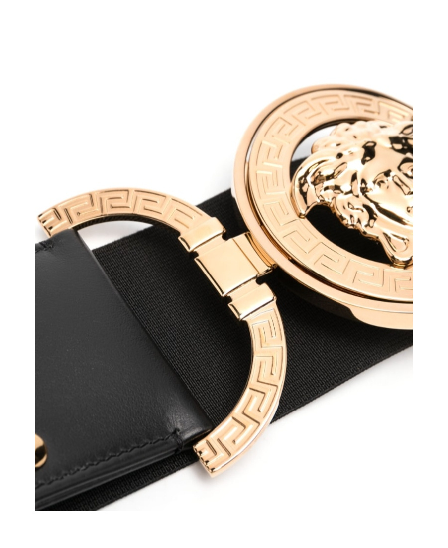 Versace Medusa-plaque Leather Belt In Black