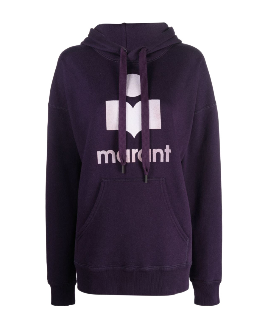 Shop Isabel Marant Étoile Flocked-logo Drawstring Hoodie In Black