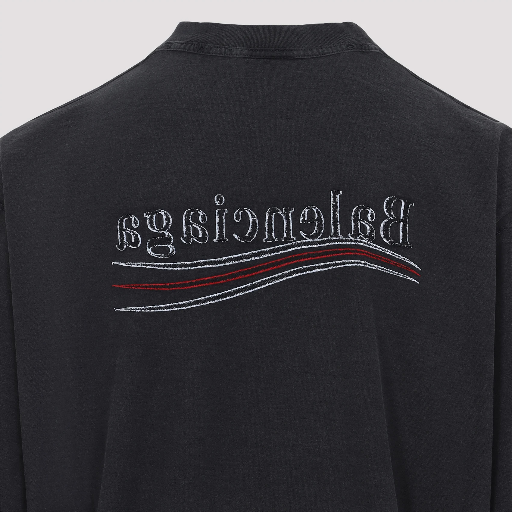 Balenciaga Men Graphite Cotton Oversize T-shirt In Black, White, Red