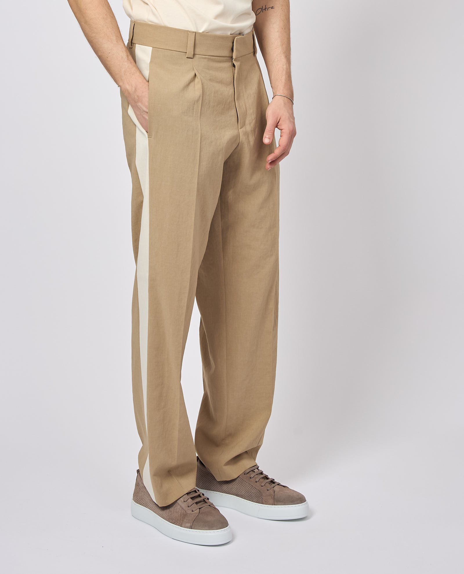 Hugo Boss Hugo Men's Trousers With Side Stripes In Beige