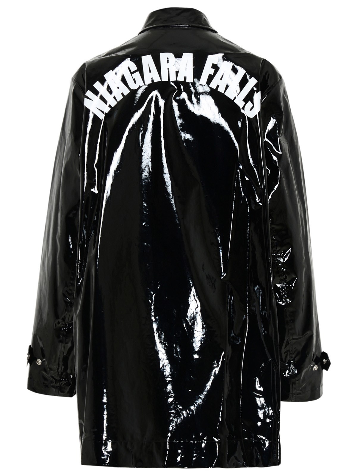 DSQUARED2 SLOGAN-PRINT PATENT-EFFECT JACKET