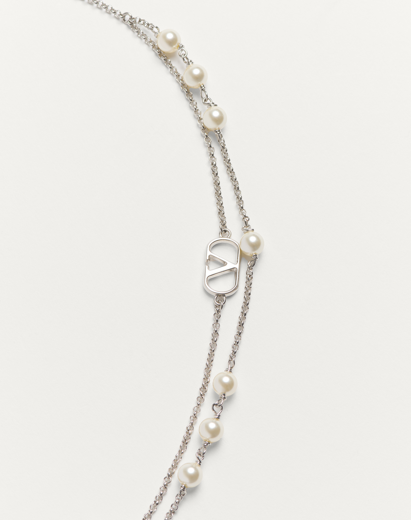 Valentino Garavani Vlogo Signature Necklace With Swarowski Pearls In Metallic