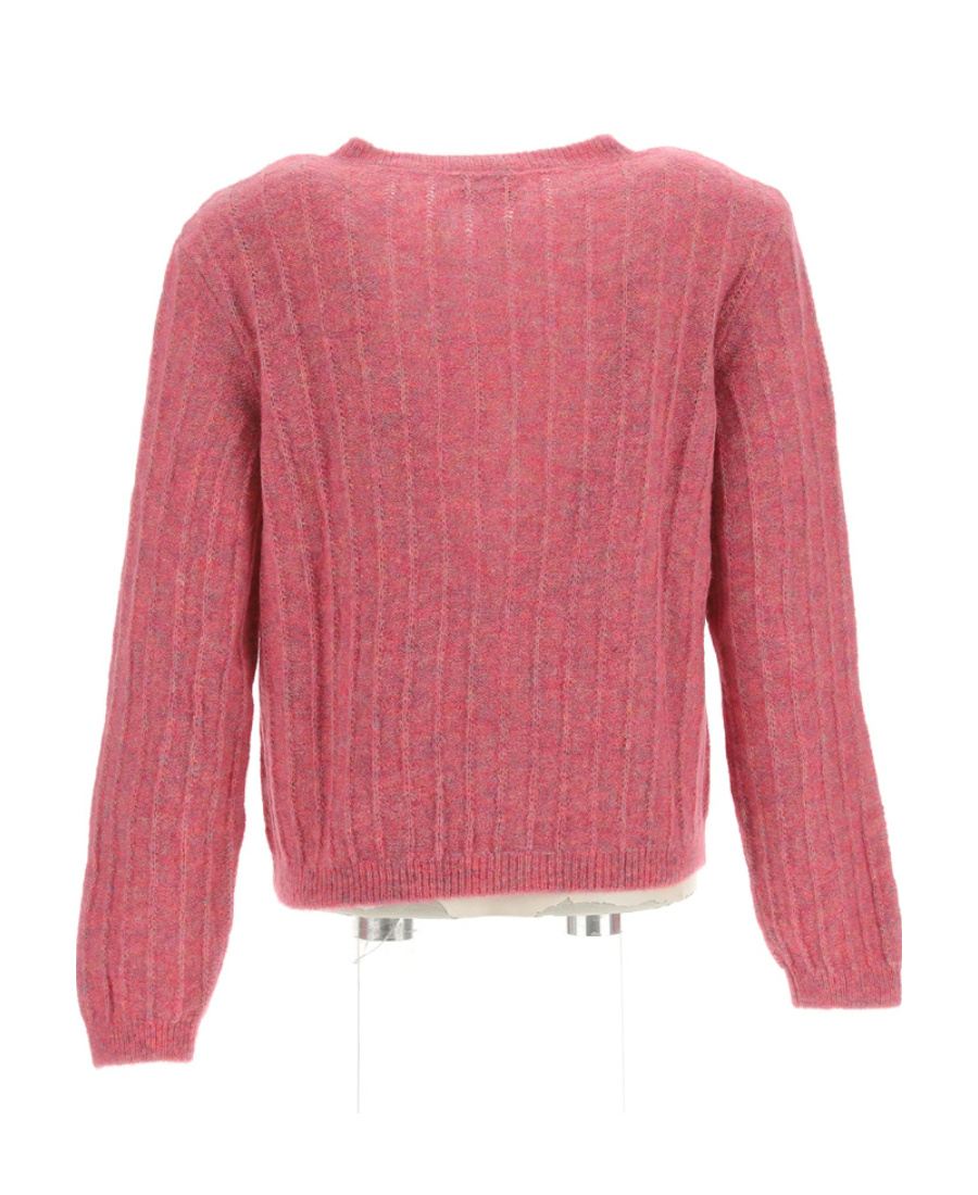 Apc Milena Metallic-threading Ribbed Cardigan In Pink