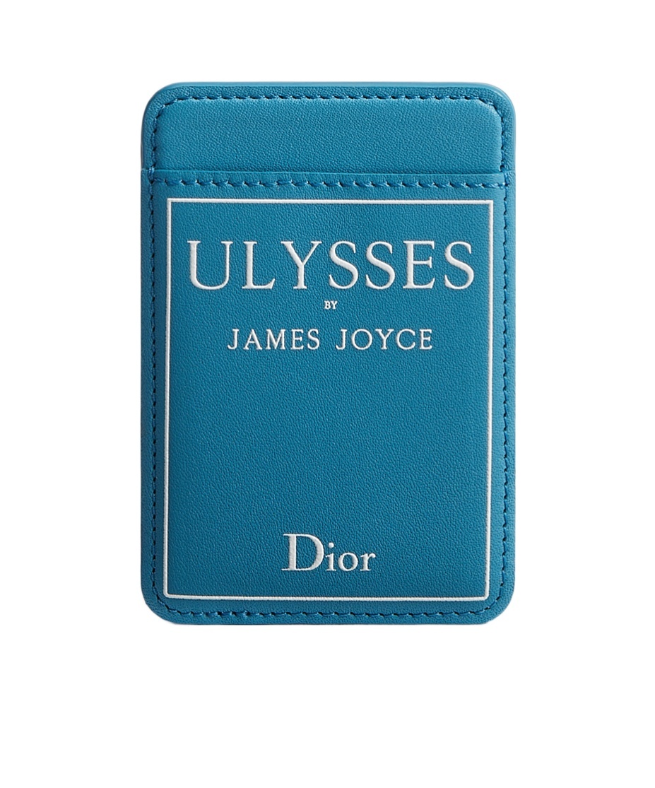 Dior Magnetic Card Holder In Light Blue And White